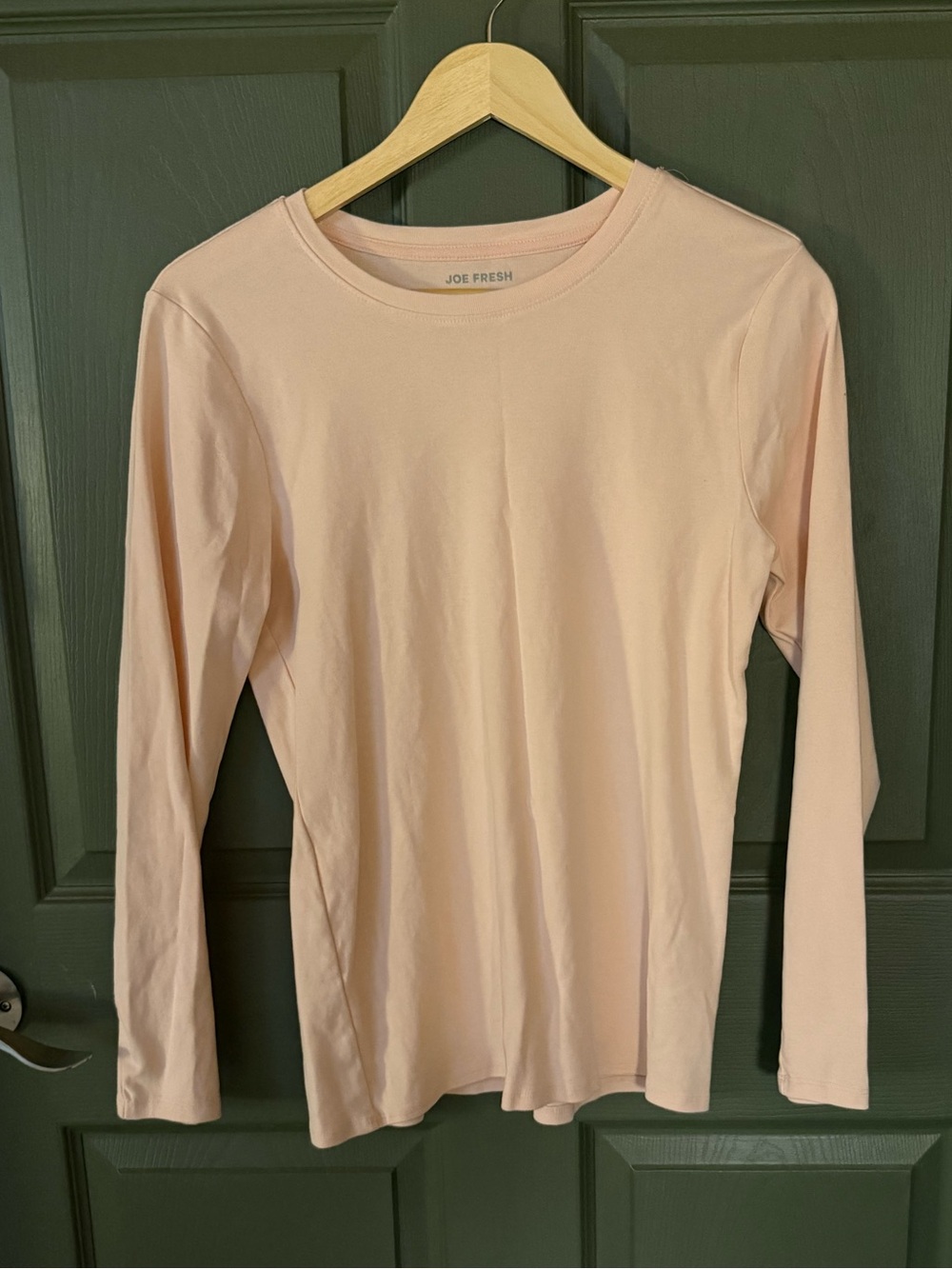 Joe Fresh Long Sleeve Crew Neck Top in Pale Pink